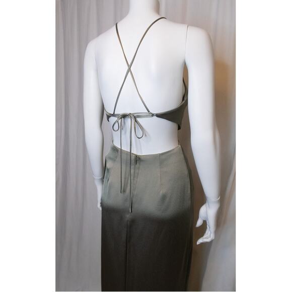 JENNY YOO 'Kendra' Satin Gown in Moss Sage Green NWT US 0 - Picture 8 of 13